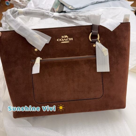 NWT COACH CCC77 Station Tote Bag suede, Vintage Brown Holiday Gift - Picture 6 of 11